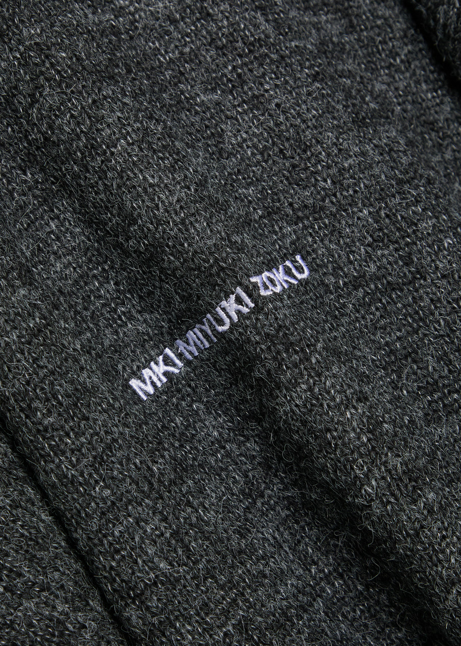 Mki Miyuki Zoku Logo-embroidered Hooded Brushed Knit Jumper Charcoal