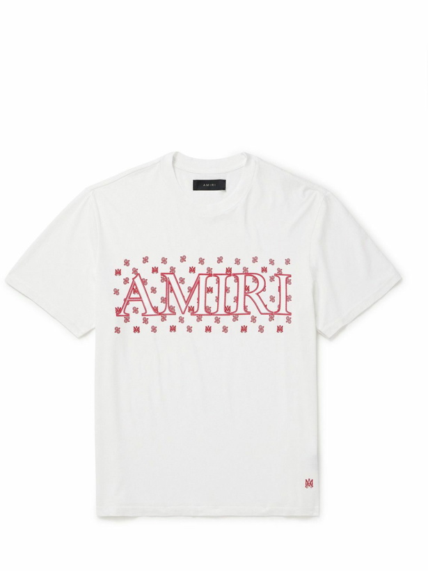 Photo: AMIRI - Logo-Appliquéd Printed Cotton-Jersey T-Shirt - White