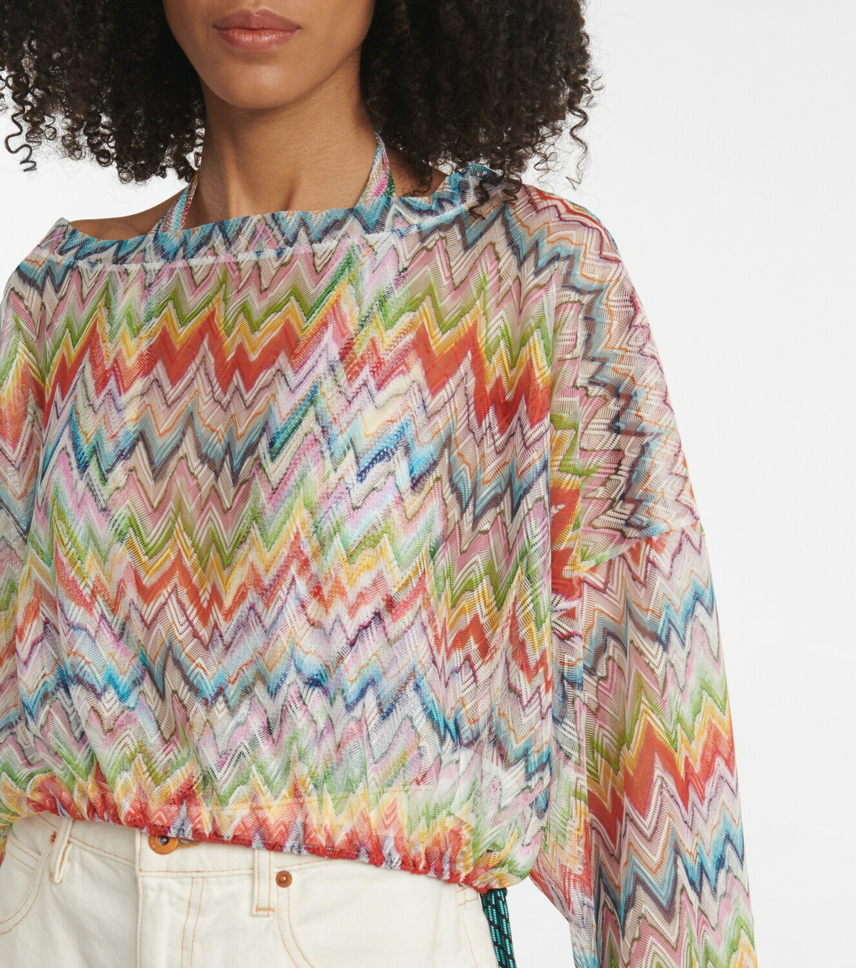 Missoni Mare Zig-zag printed drawstring beach top