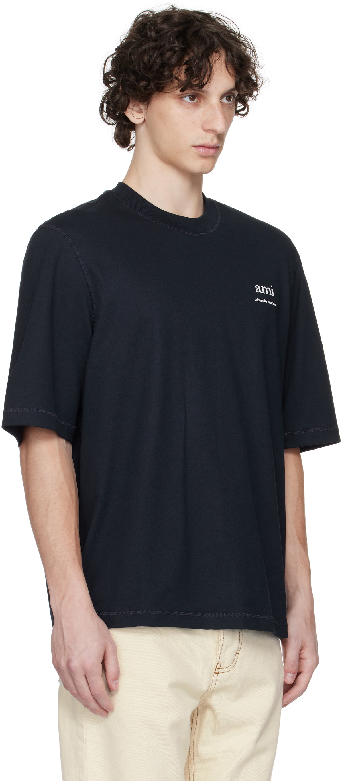 AMI Paris Navy Cotton T-shirt AMI