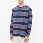 POP Trading Company Men's Long Sleeve Striped T-Shirt in Coastal Fjord