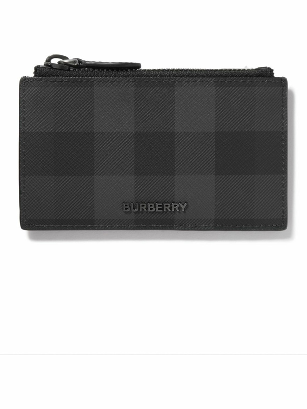 Photo: Burberry - Checked E-Canvas and Leather Cardholder