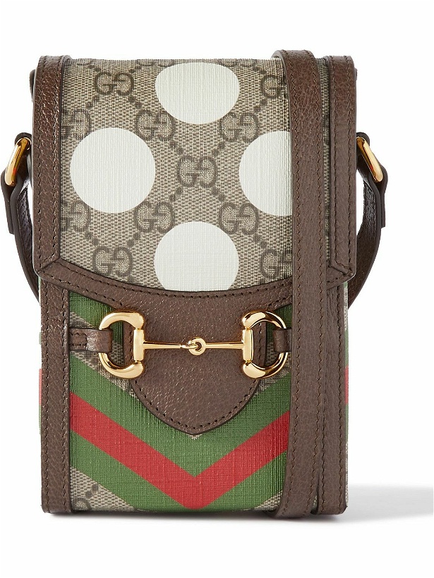 Photo: GUCCI - Horsebit Leather-Trimmed Printed Monogrammed Coated-Canvas Messenger Bag