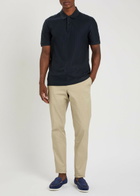 Boss Parley Striped-knit Cotton Polo Shirt Dark Blue