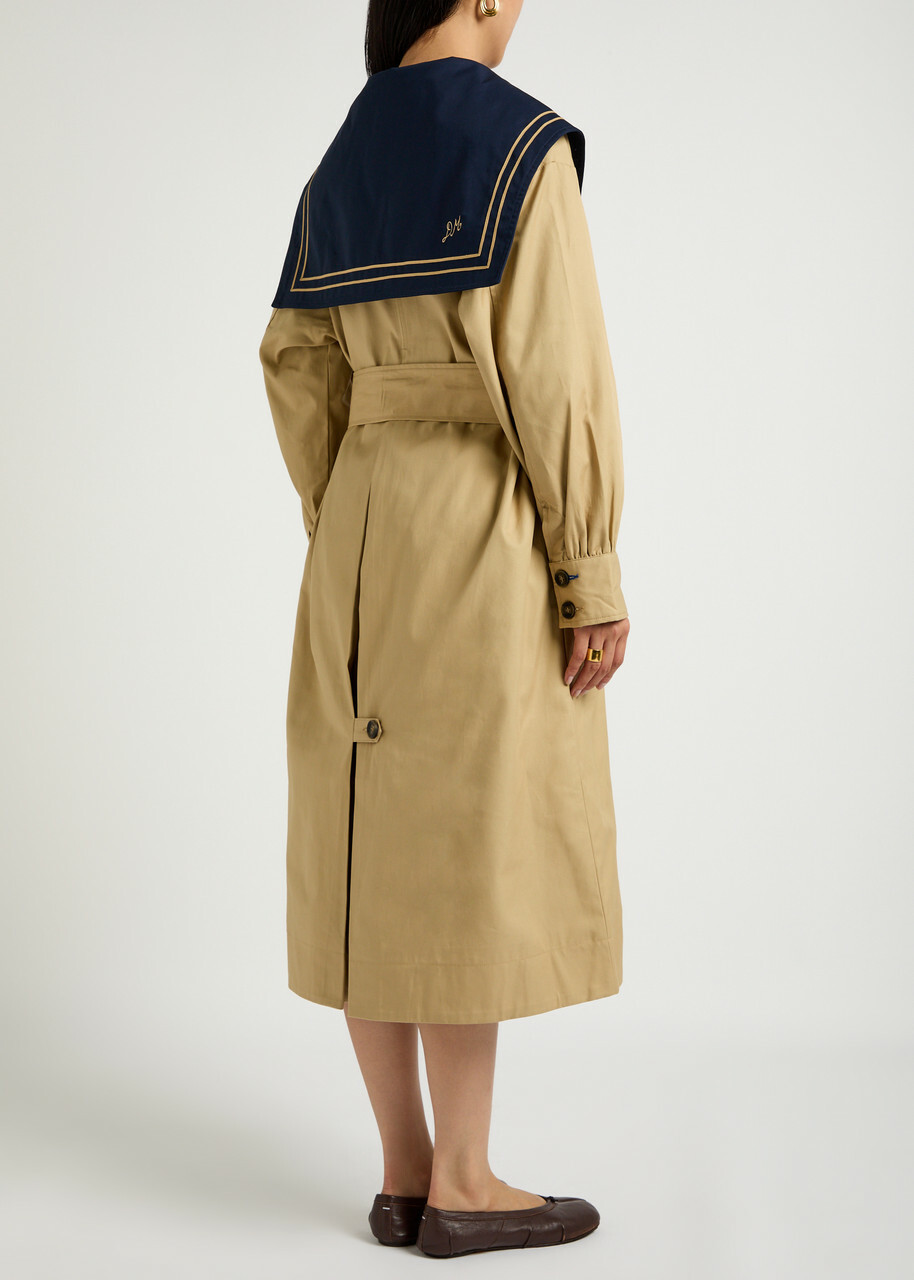 Damson Madder Ella Belted Cotton Trench Coat Tan