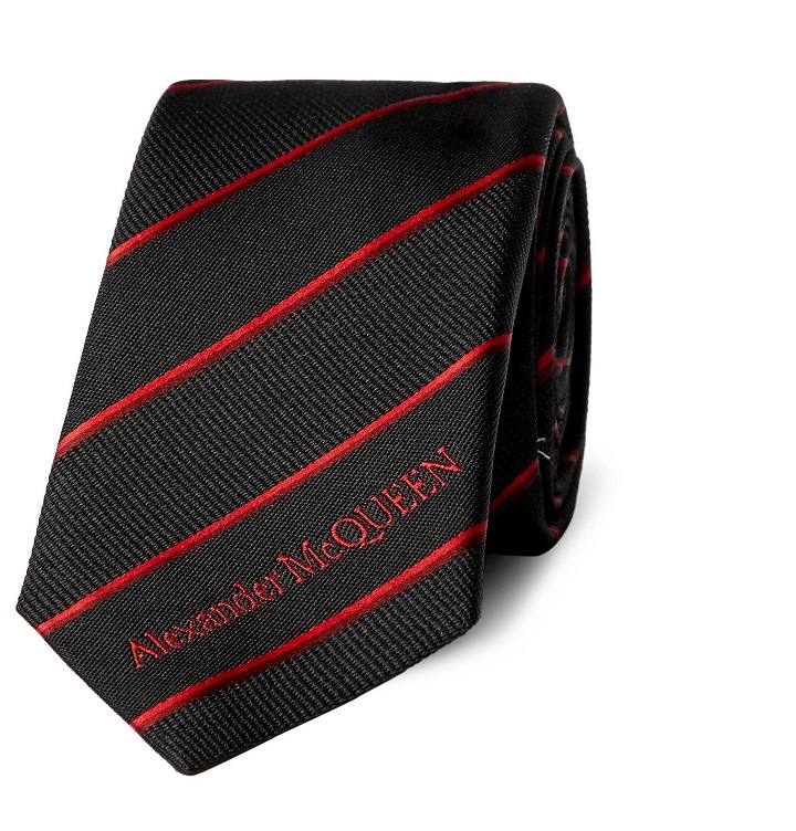 Photo: Alexander McQueen - 5cm Striped Silk-Jacquard Tie - Black
