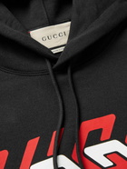 GUCCI - Logo-Print Cotton-Jersey Hoodie - Black