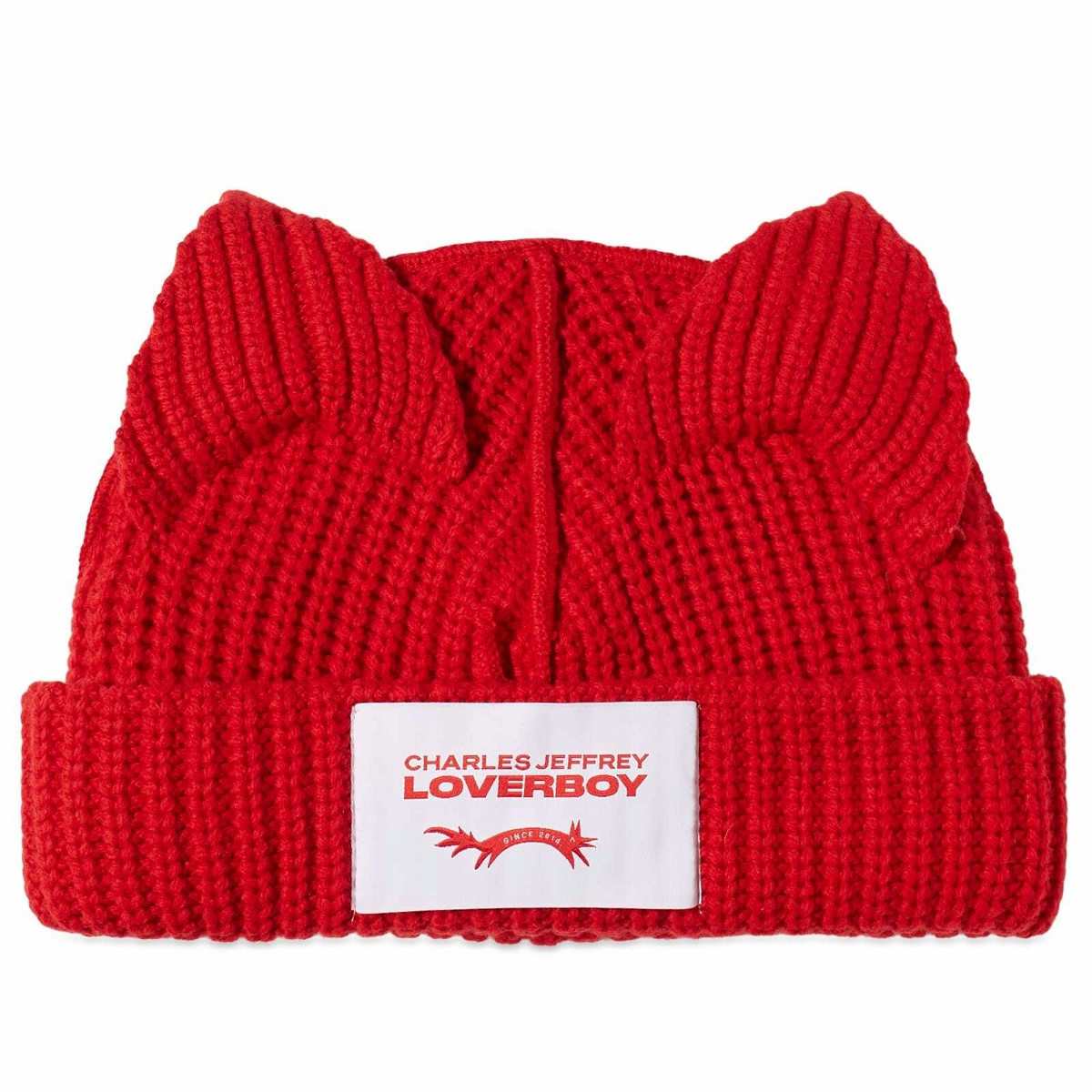 Photo: Charles Jeffrey Women's Chunky Ears Beanie Hat in Red