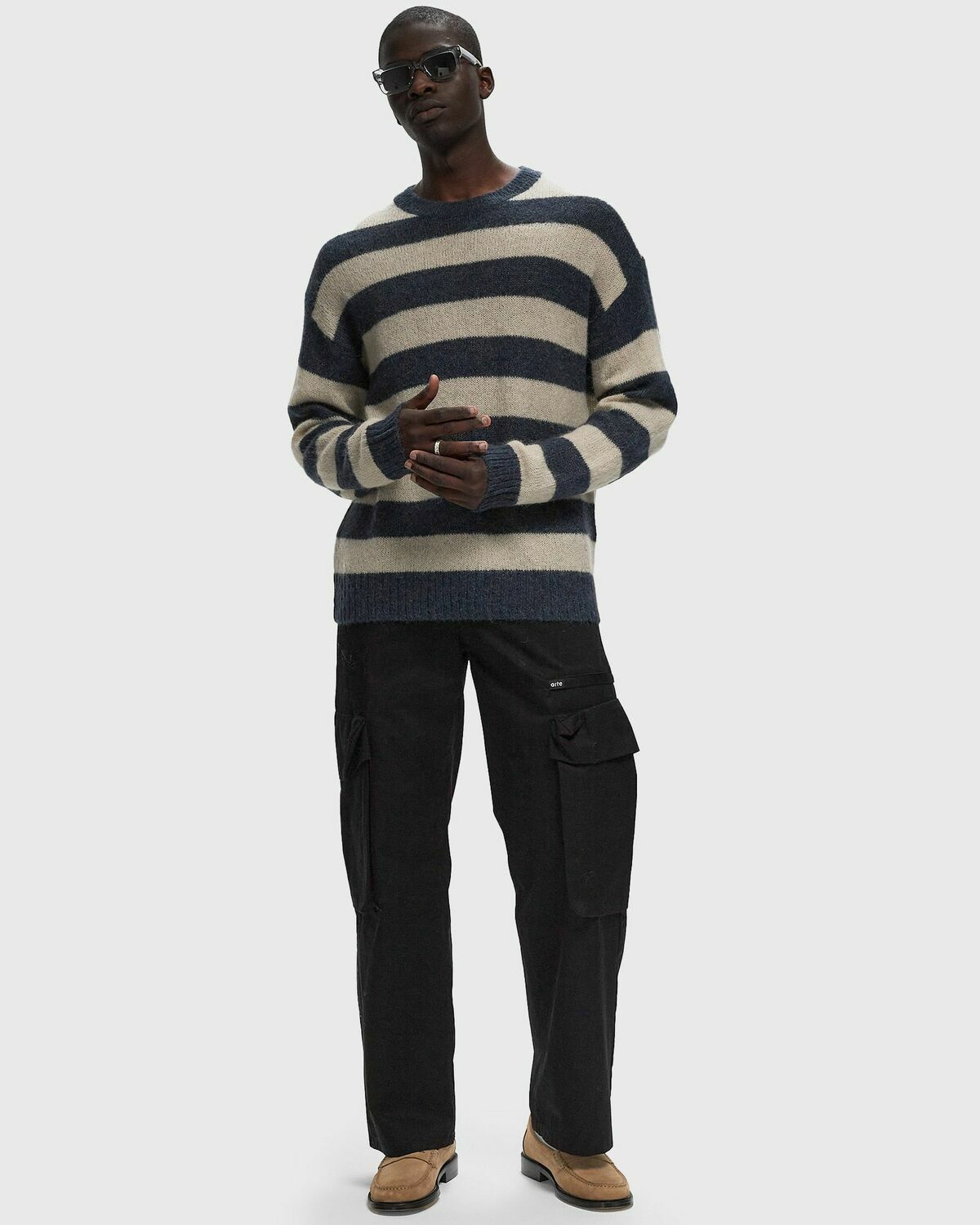 Closed Crewneck Jumper Blue/Beige Pullovers