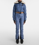 Moncler Grenoble Belted shearling-trimmed down ski suit