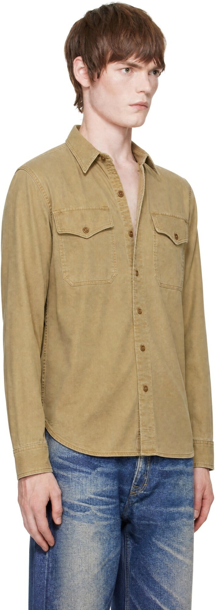 RRL Tan Twill Officer Work Shirt