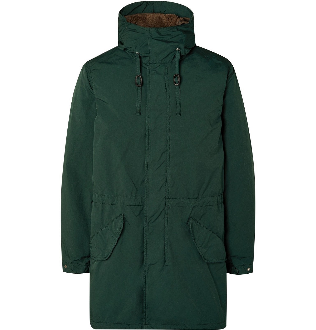 Photo: Aspesi - Garment-Dyed Nylon Hooded Parka with Detachable Fleece Liner - Green