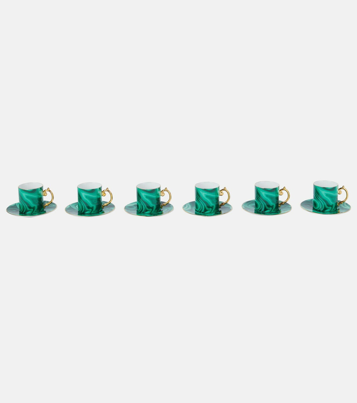 L'Objet - Malachite set of 6 espresso cups and saucers