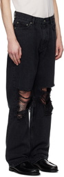 Tonywack Black Straight-Leg Destroyed Jeans