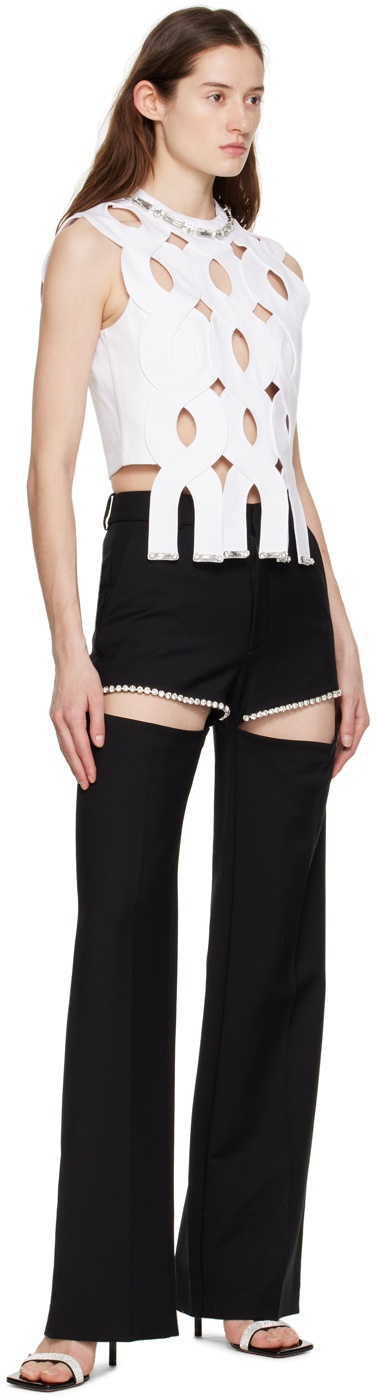 AREA Black Crystal Slit Trousers AREA