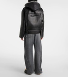 JW Anderson Hooded leather and shearling biker jacket