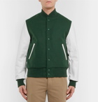 Golden Bear - Wool-Blend and Leather Bomber Jacket - Men - Green