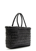 Dragon Diffusion Mini Flat Gora Woven Leather top Handle bag - Black - One Size
