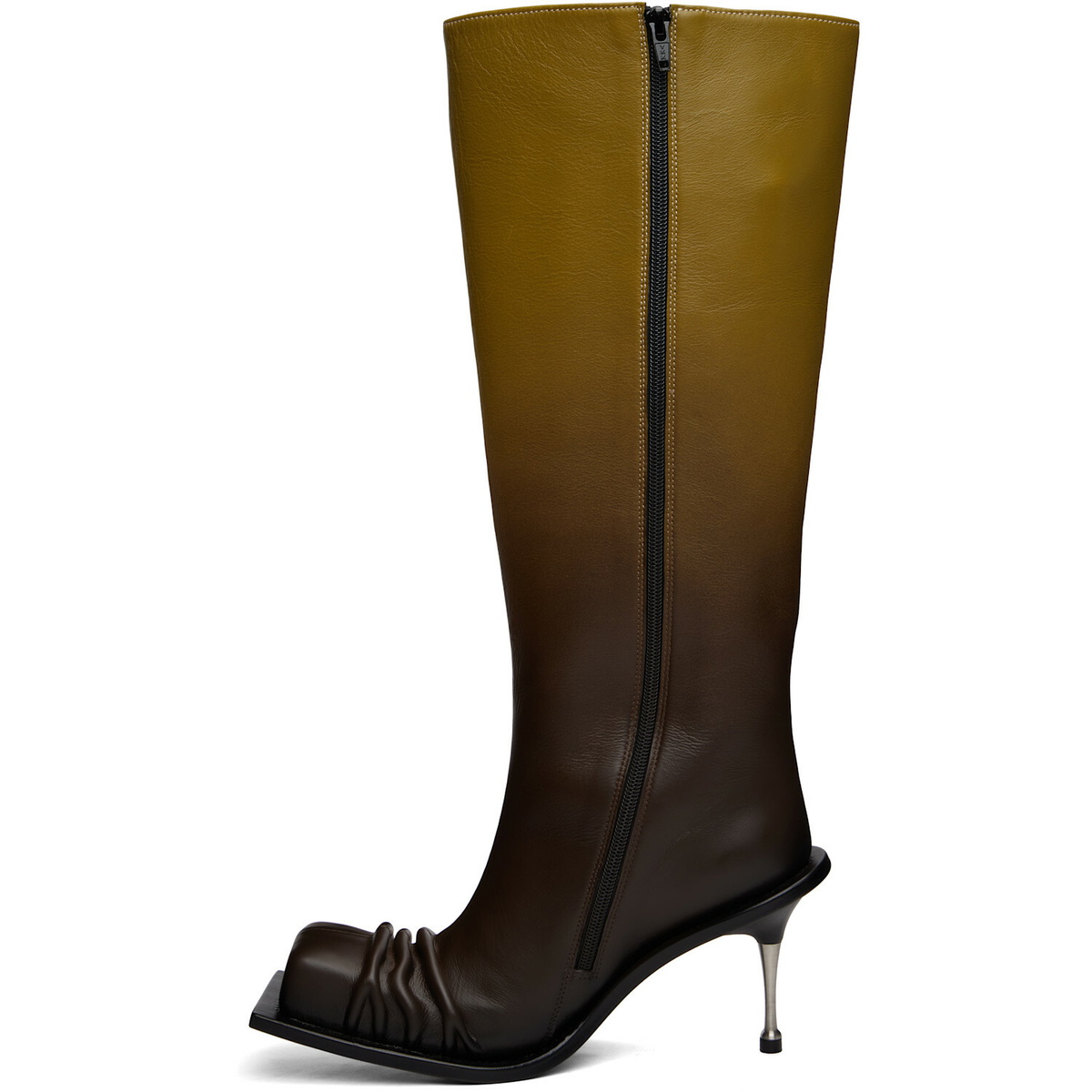 FIDAN NOVRUZOVA Brown Stiletto Heel Classic Square Toe Boots