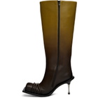 FIDAN NOVRUZOVA Brown Stiletto Heel Classic Square Toe Boots