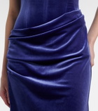 Alex Perry Draped velvet bustier gown