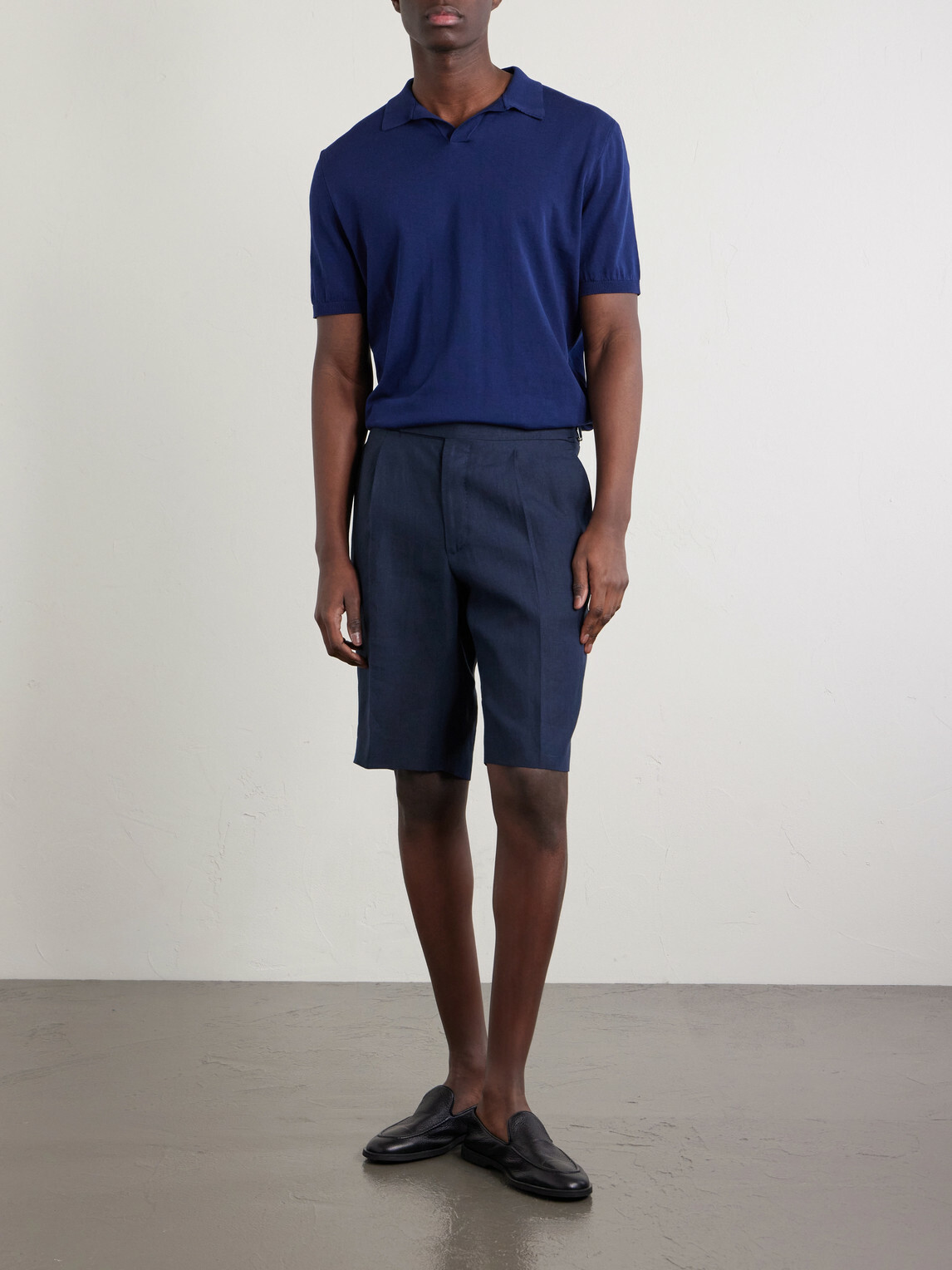 De Petrillo - Straight-Leg Linen Shorts - Blue