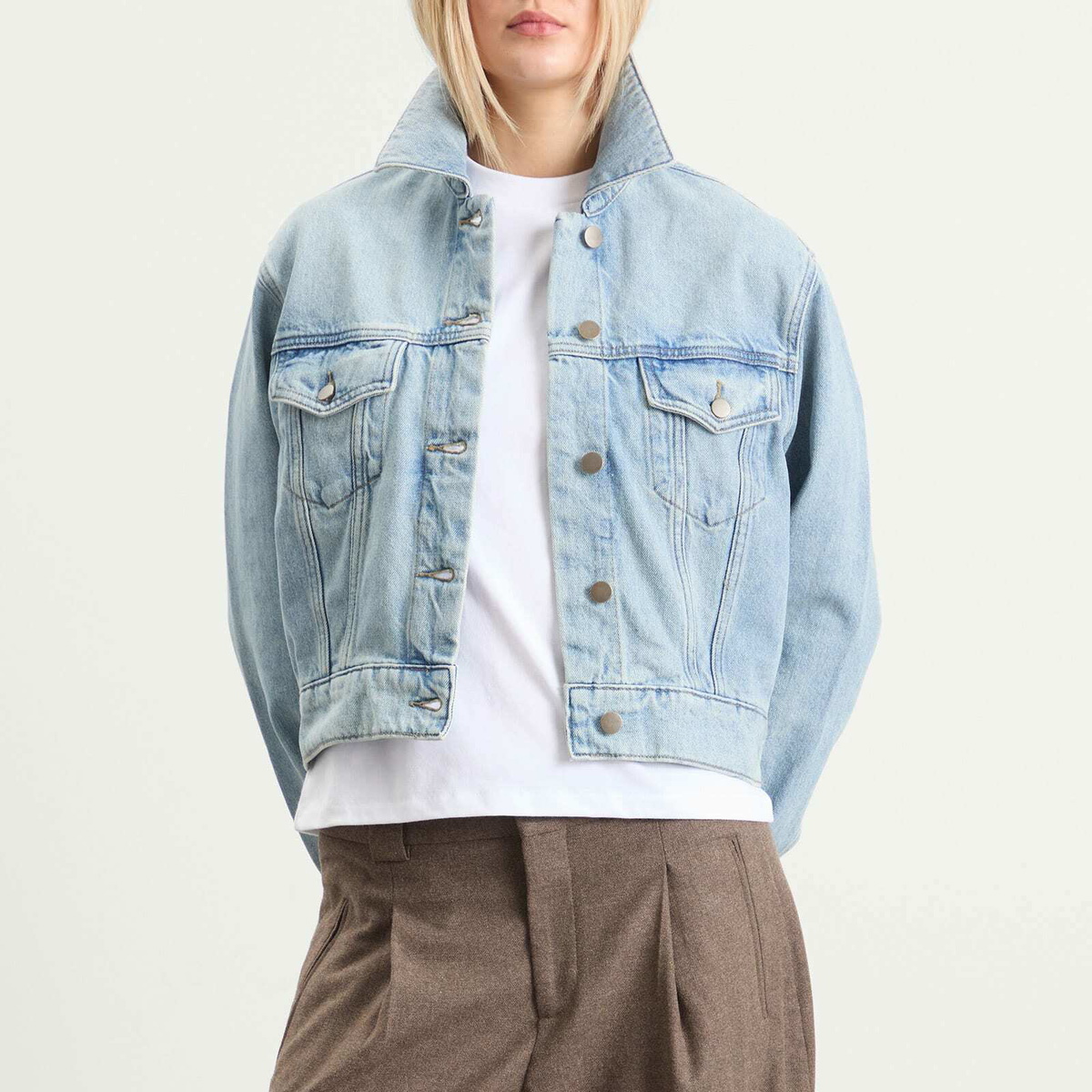 Fear of God ESSENTIALS Women's Trucker Jacket in Classic Blue