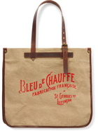 Bleu de Chauffe - Leather-Trimmed Logo-Print Cotton-Canvas Tote Bag