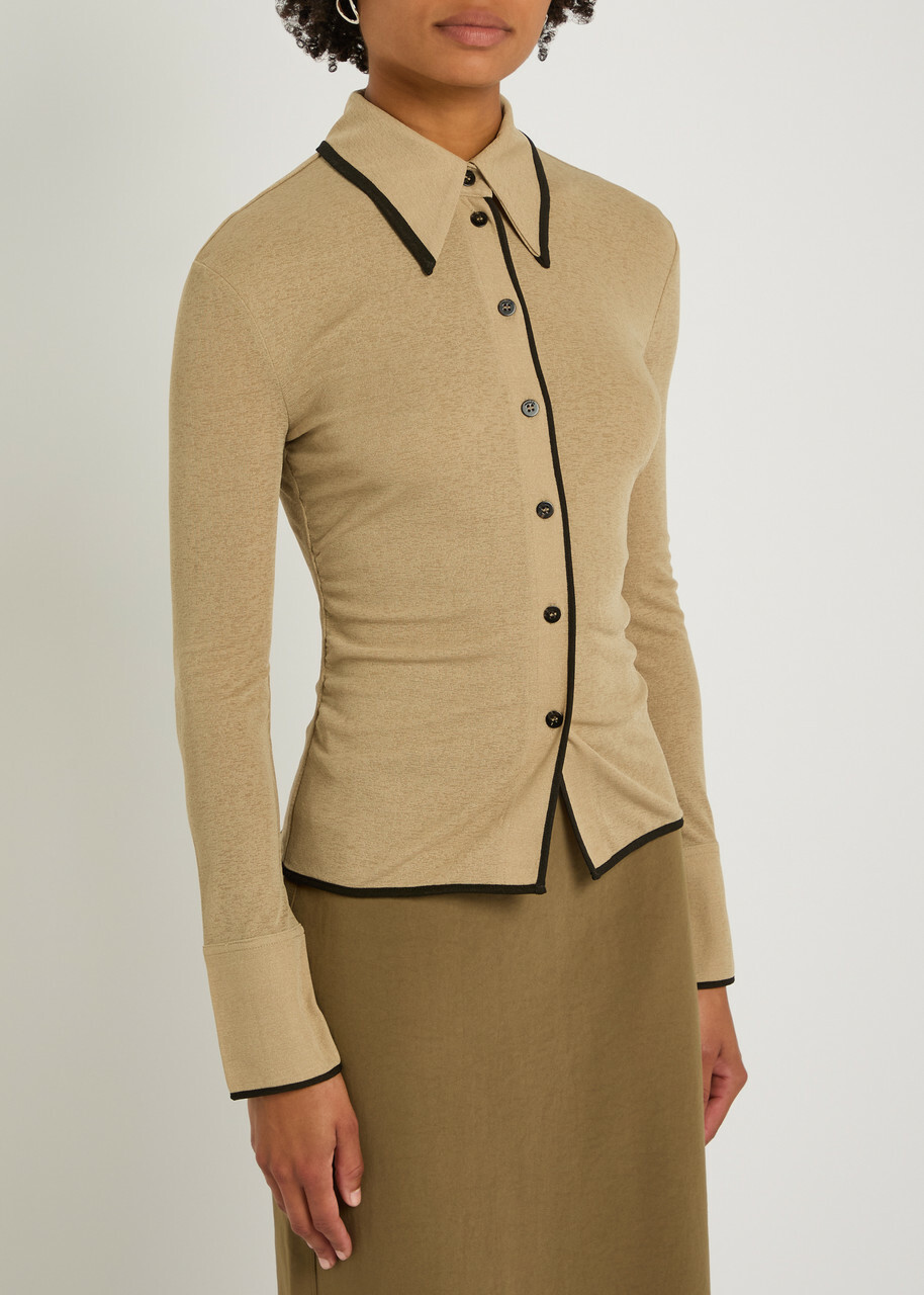 Nanushka Idana Mesh-jersey Shirt Sand