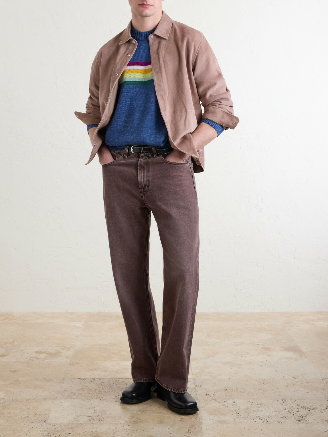 KAPITAL - Peckish Rainbow Striped Cotton and Wool-Blend Sweater - Blue