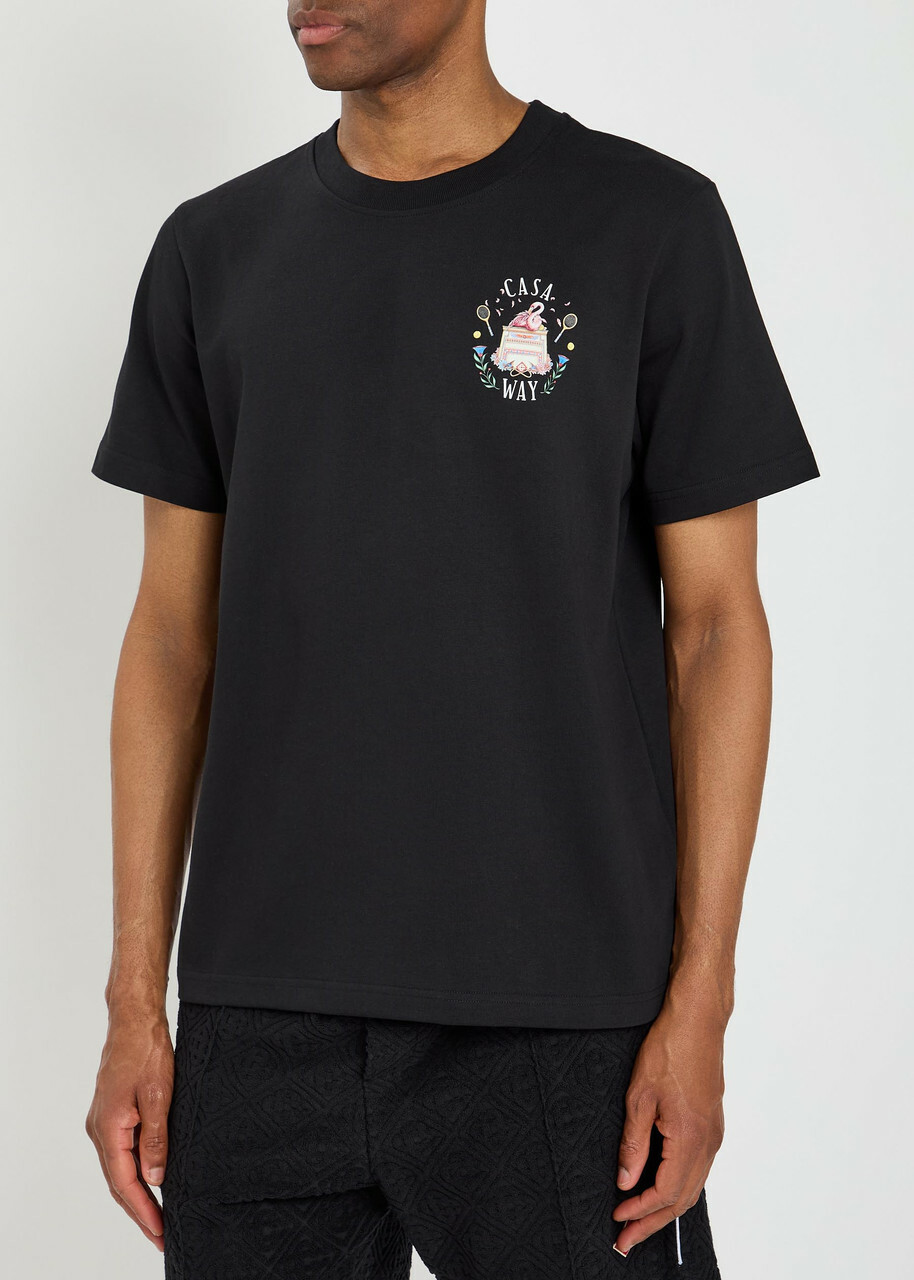 Casablanca Casaway Printed Cotton T-shirt Black