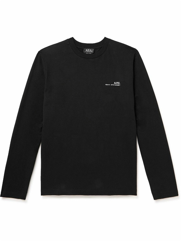 Photo: A.P.C. - Item Logo-Print Cotton-Jersey T-Shirt - Black