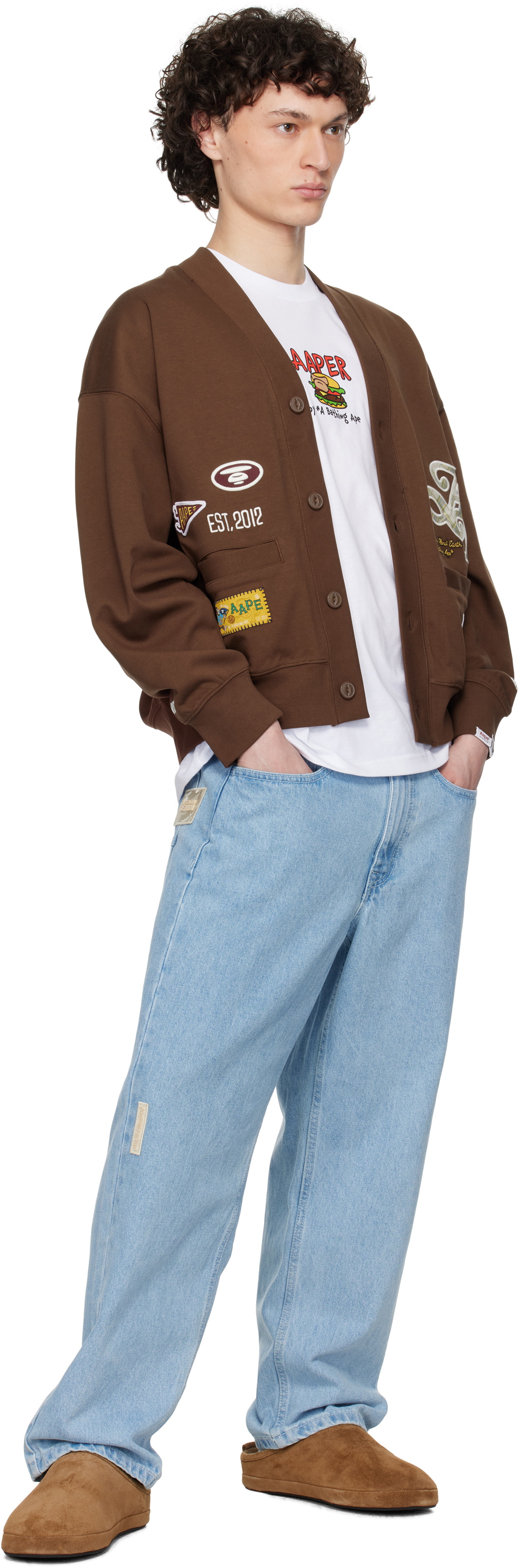 AAPE by A Bathing Ape Brown Main Cardigan