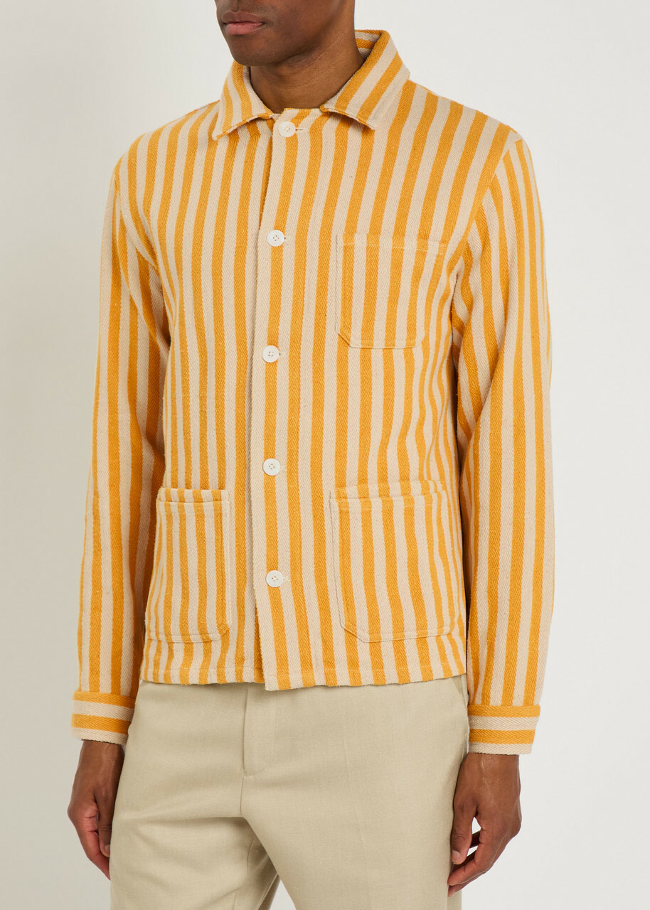 Smr Days Wittering Striped Cotton Overshirt Yellow