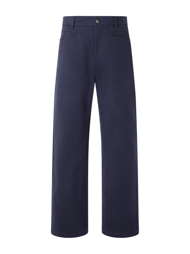 Photo: De Bonne Facture - Gardian Wide-Leg Cotton-Twill Suit Trousers - Blue