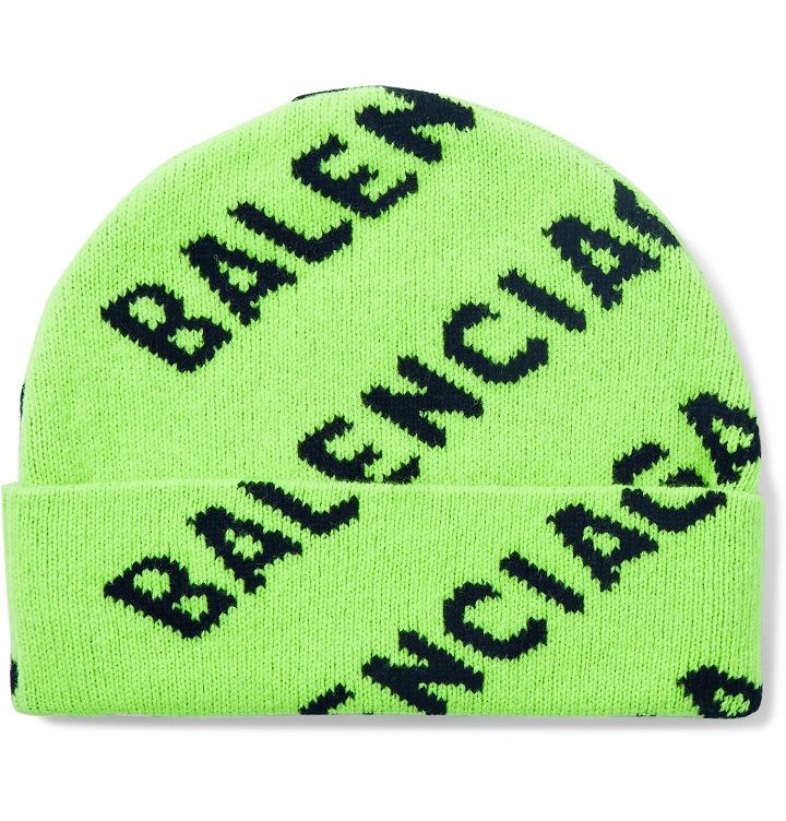Photo: Balenciaga - Logo-Intarsia Wool-Blend Beanie - Green