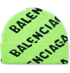 Balenciaga - Logo-Intarsia Wool-Blend Beanie - Green