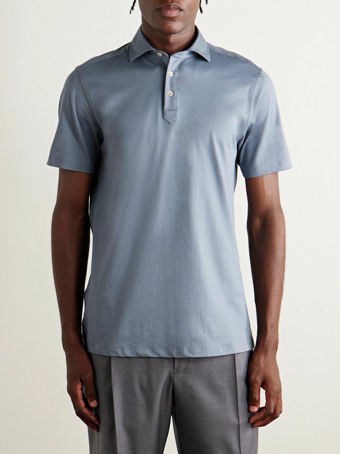 Boglioli - Cotton-Jersey Polo Shirt - Blue