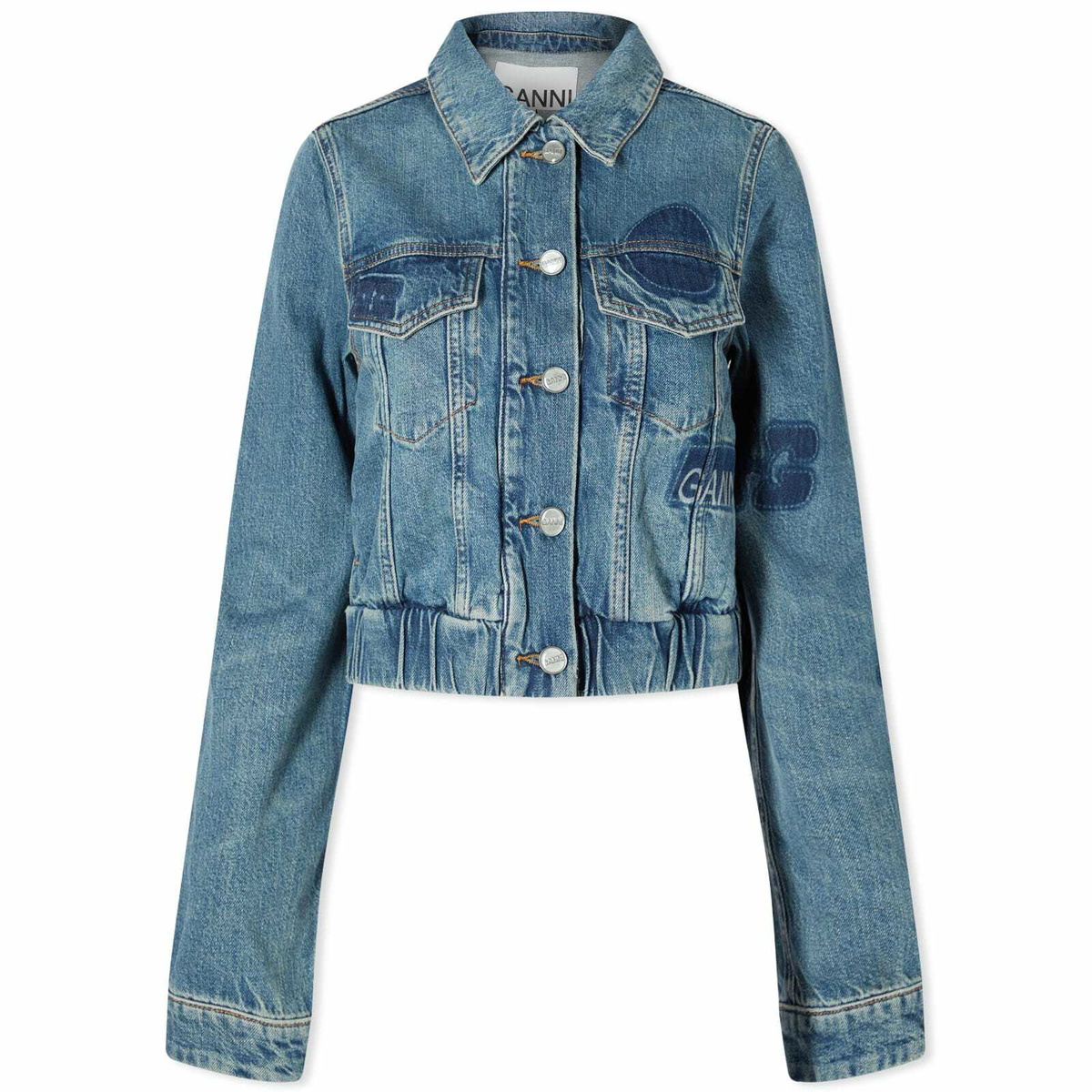 GANNI｜DENIM JACKETS (TINT DENIM BOMBER JACKET (J1472 09 Tint Wash Light Blue Denim Bomber Jacket | GANNI