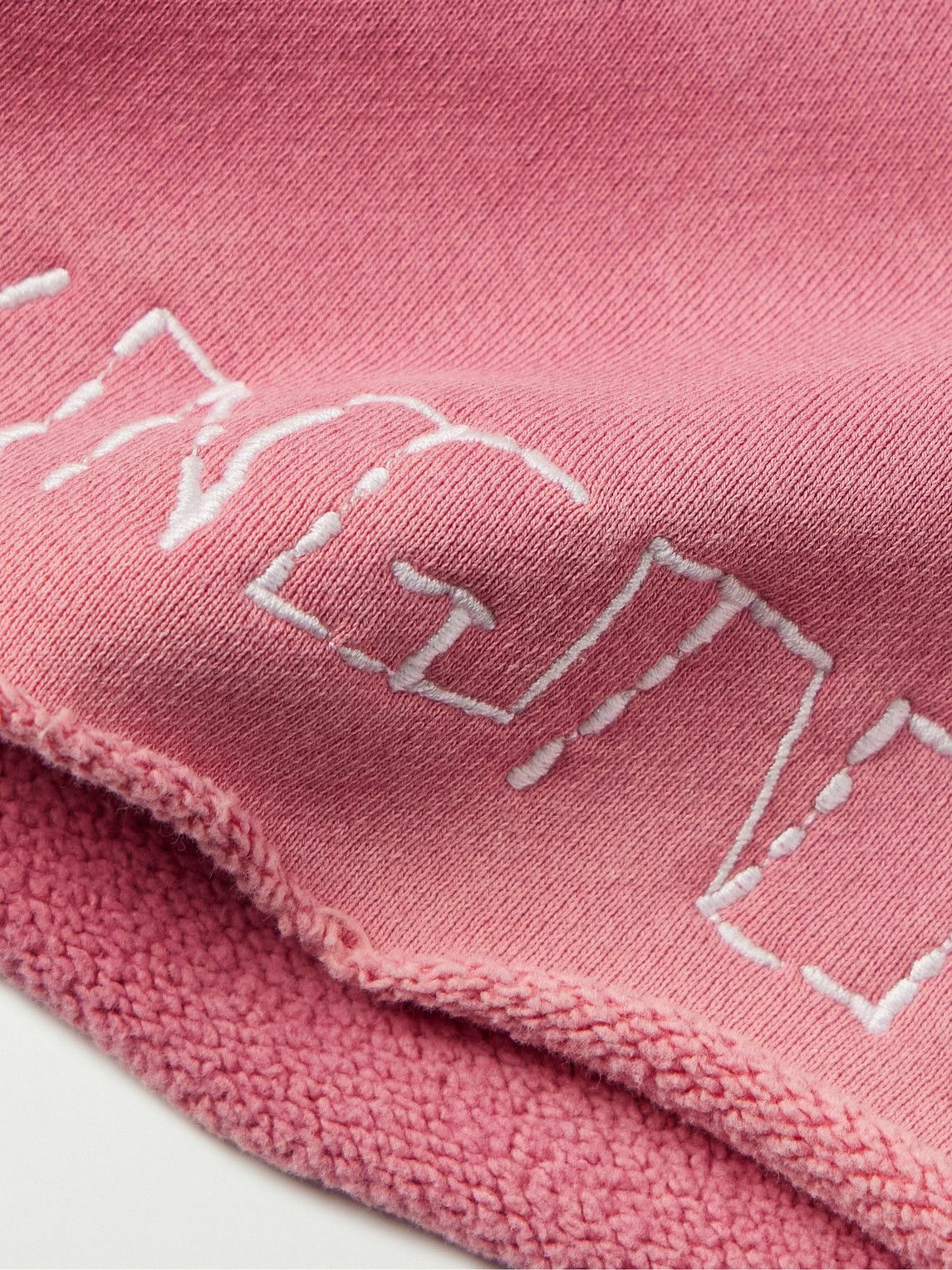 RRR123 - Gymbag Frayed Logo-Print Embroidered Cotton-Jersey Shorts - Pink