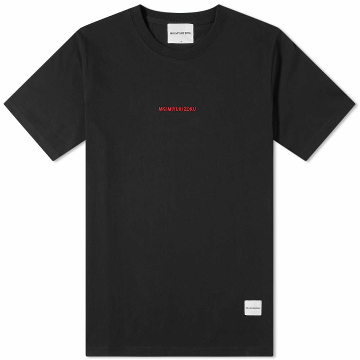 Photo: MKI Men's Embroidered Logo T-Shirt in Black/Red