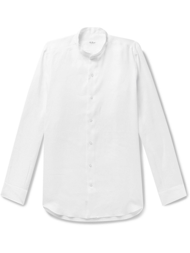 Photo: DE PETRILLO - Grandad-Collar Slub Linen Shirt - White