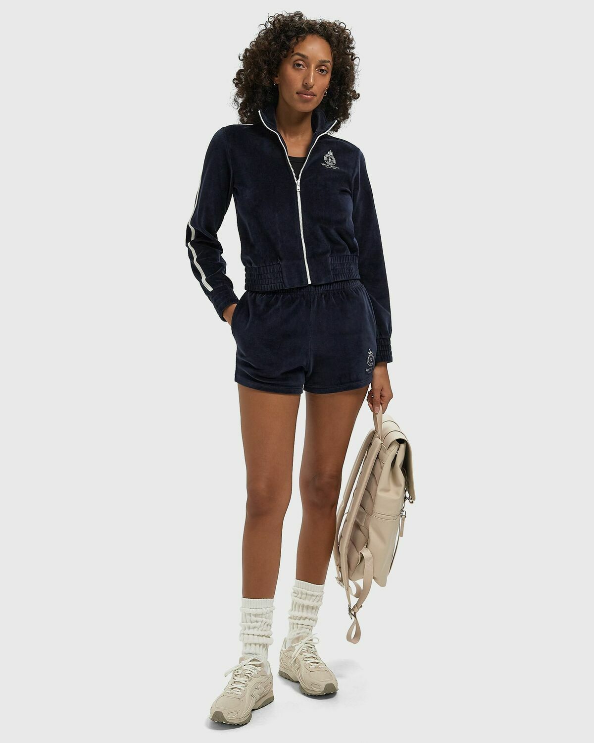 Sporty & Rich Crown Tennis Elio Velour Track Jacket Blue Women