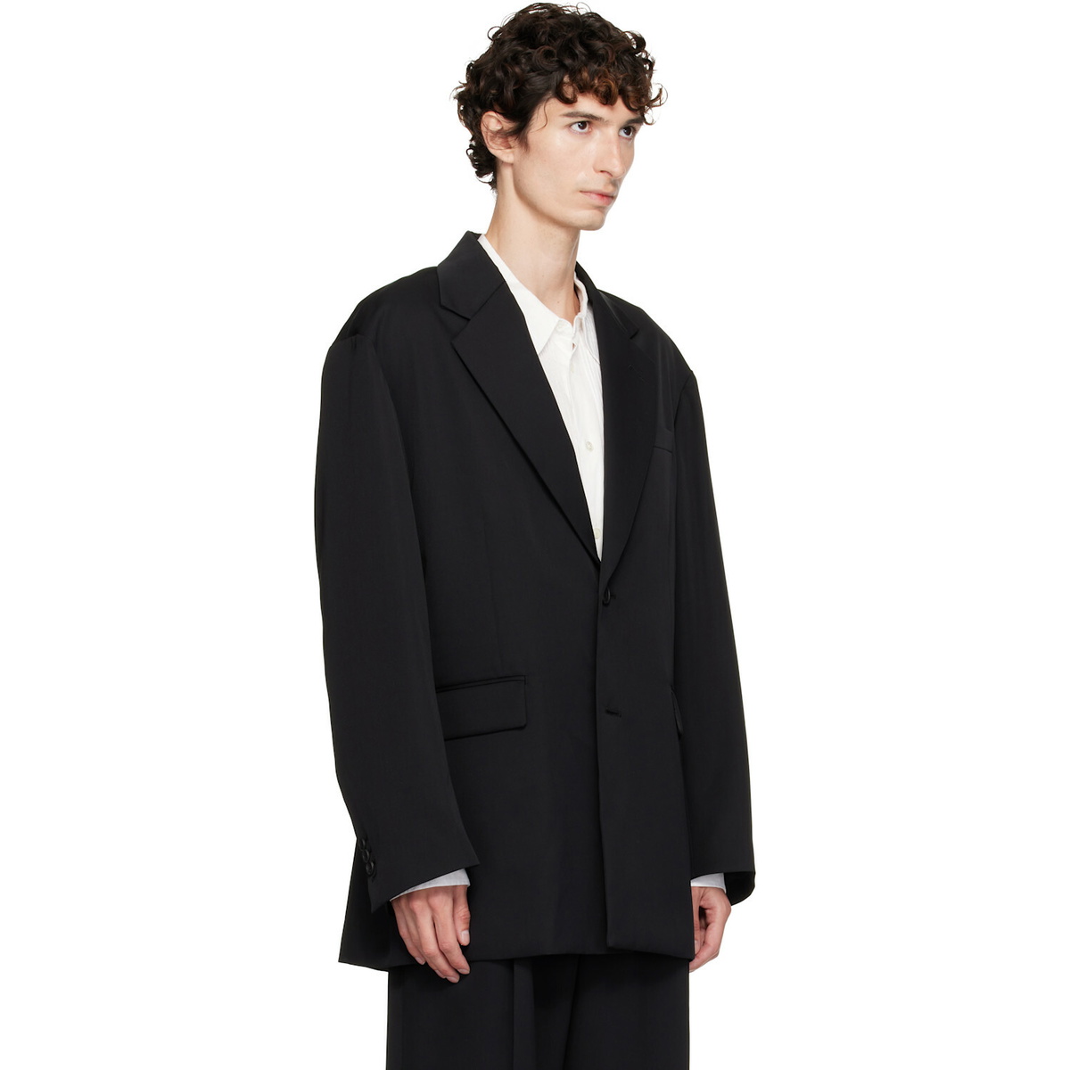 ssstein Black Oversized Single Breasted Long Blazer