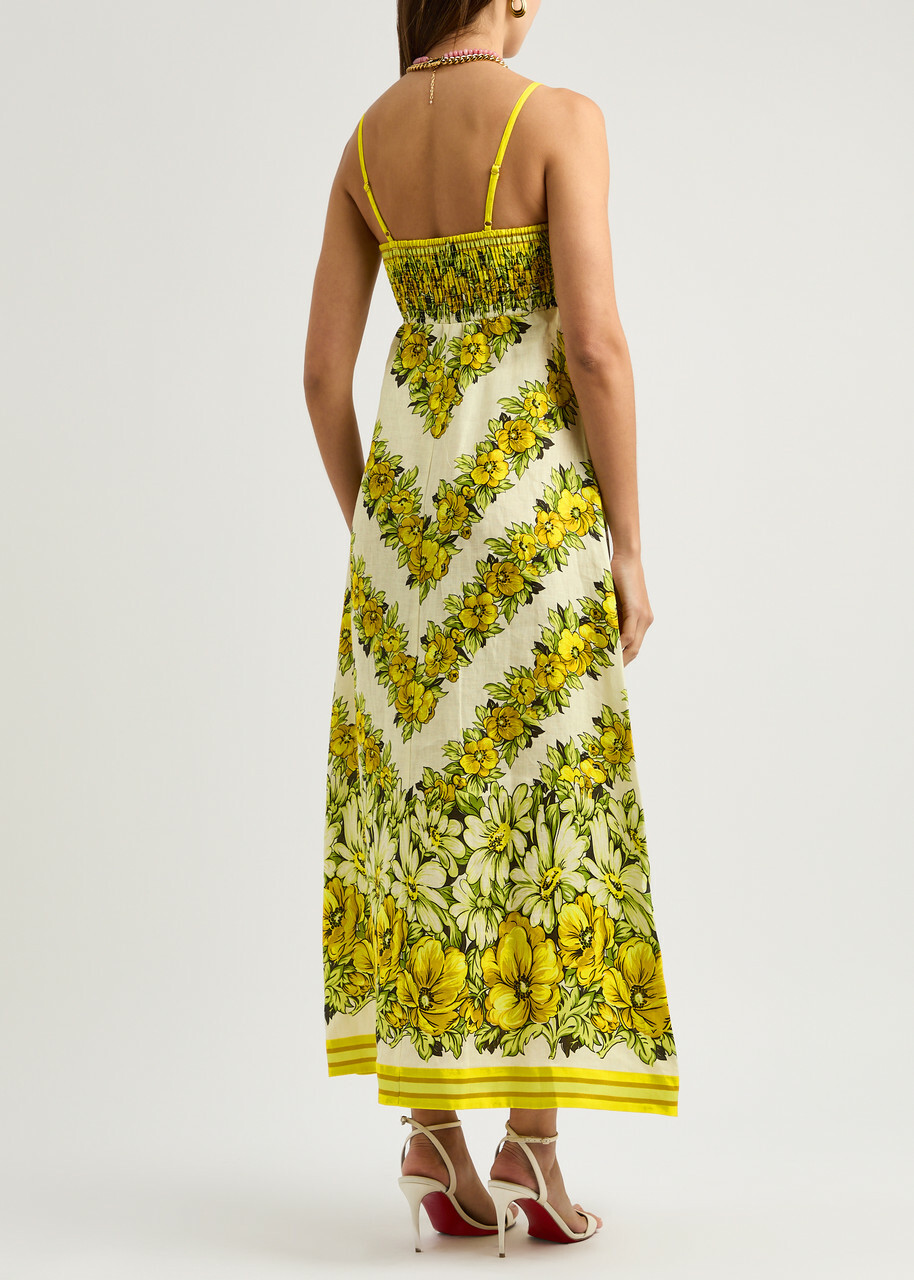 Alemais Gisela Printed Linen Maxi Dress Yellow ALMAIS