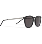 SAINT LAURENT - Square-Frame Acetate and Silver-Tone Sunglasses - Black