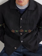 Kartik Research - Embroidered Linen Shirt - Black