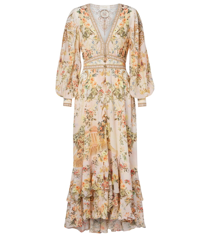 Photo: Camilla Embellished floral silk crêpe maxi dress