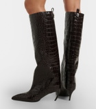 The Attico Lea croc-effect leather knee-high boots