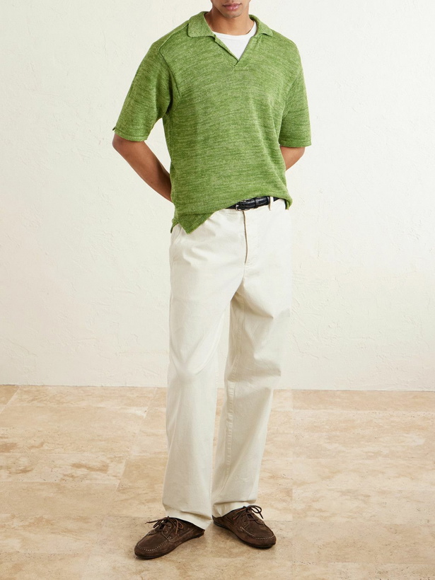 Photo: Inis Meáin - Linen Polo Shirt - Green